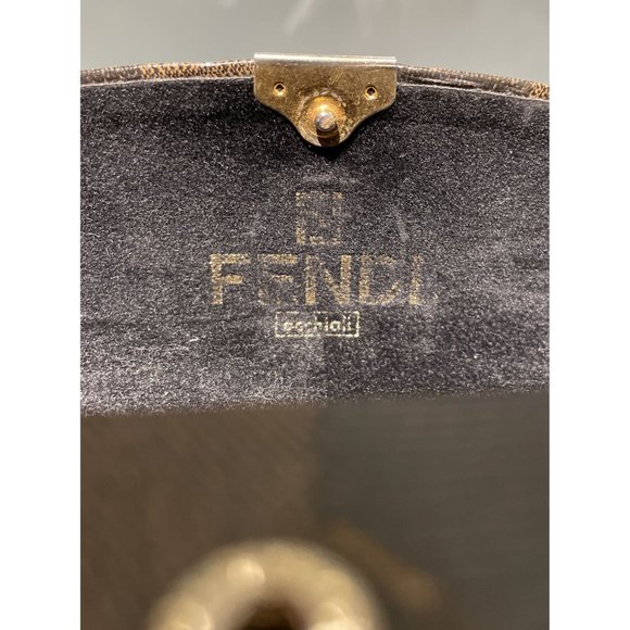 Fendi Italy Vintage 80s Oval Gold Logo Frame Eyeglasses Sunglasses With Case